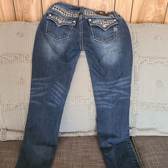 MISS ME Women's MID-RISE SKINNY bling pocket JEANS - Picture 2 of 9
